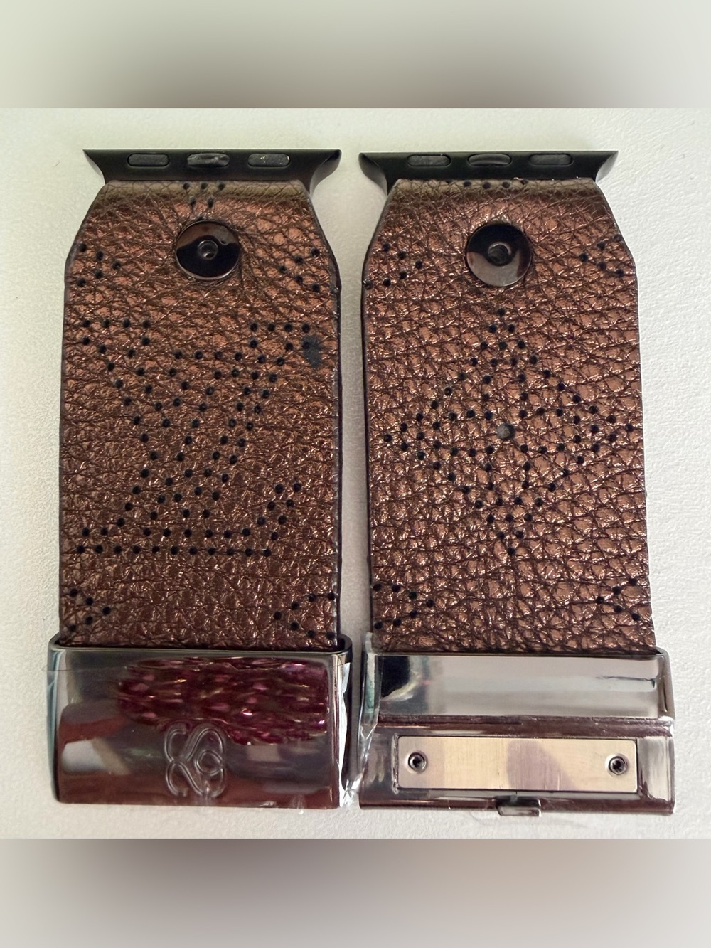 Upcycled bronze mahina leather Spark*l band for Apple Watch, size 6.25” or less